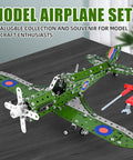 Build Your Own Hurricane Fighter Plane Kit With 331 Metal Parts In 1:32 Scale on display with tools on table.