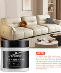 Heavy Duty Leather Filler And Repair Paste 4.5 Oz Quick Fix Compound on a stylish living room table beside a modern leather couch.