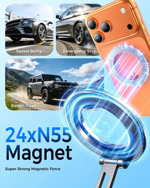Upgraded 360 Degree Rotation Vacuum Magnetic Phone Holder Stand For MagSafe With Rock Solid Suction Cup And Adjustable Swivel Lock