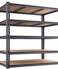 Beefy 5-Tier Heavy Duty Garage Storage Shelving Unit With Extra Wide 46 In W By 20 In D By 72 In H Boltless Steel Rack Holds Up To 3000 Lbs Total Perfect For Garage Workshop Basement Or Warehouse Organization, black steel 5-tier shelf