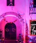 Haunting Halloween Window Curtain With 16.4 Ft LED Lights, Creepy Clown Backdrop And Joker Poster Decor For Doors And Walls