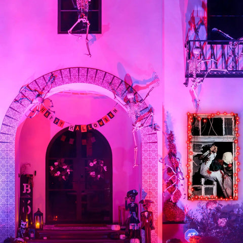 Haunting Halloween Window Curtain With 16.4 Ft LED Lights, Creepy Clown Backdrop And Joker Poster Decor For Doors And Walls