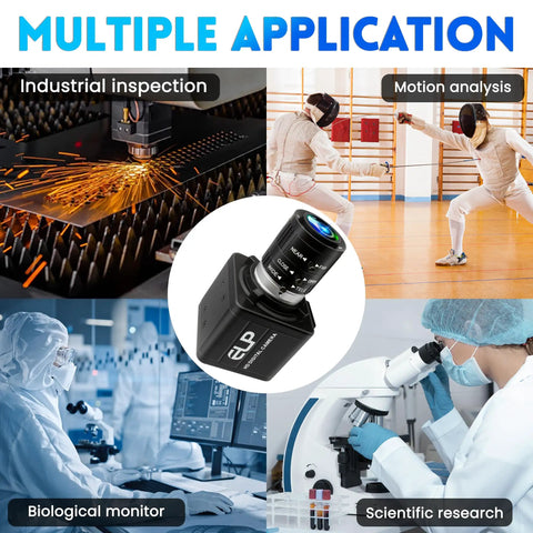 Blazing Fast 4K USB Webcam With 12 Megapixels And 120FPS Recording Killer Detail Golf Swing Camera mounted for industrial inspection.