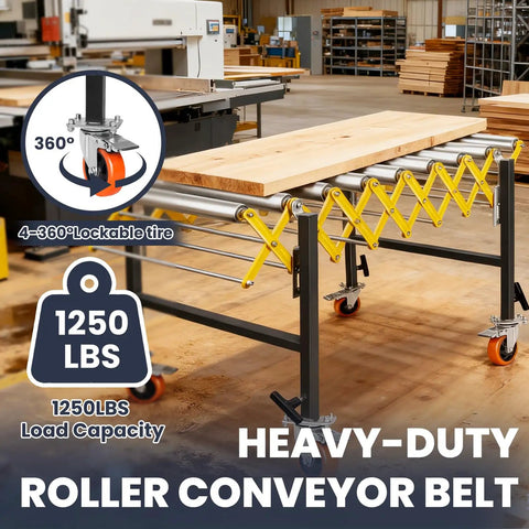 Heavy Duty Expandable Conveyor Roller With 1250 Lbs Hauling Capacity And Smooth Glide Skate Wheels in warehouse setting.
