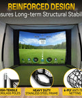 11x8Ft Golf Practice Net With Impact Screen, Big Backyard Hitting Cage For Full Swing, Chipping And Driving, showing reinforced design