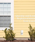 Energy Saving Dryer Vent Closure No Brainer Outdoor Vent Cover with Self Sealing Design on yellow siding next to window.