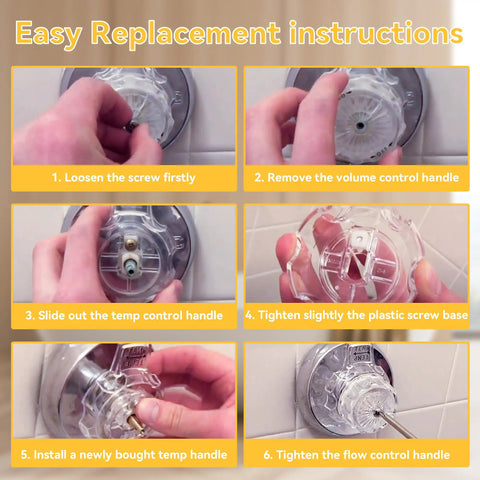 MXT11 Compatible Shower Volume And Temperature Handle Replacement instructions for Mixet tub and shower faucets clear acrylic knob