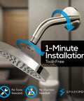 High Pressure 6 Inch Rain Shower Head With 6 Inch Shower Arm Chrome Finish, Luxury Modern Look, Tool Free Installation
