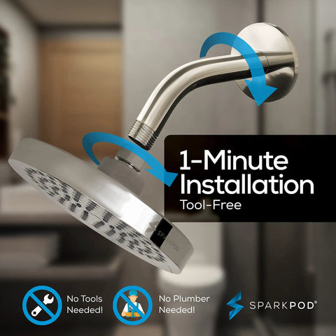 High Pressure 6 Inch Rain Shower Head With 6 Inch Shower Arm Chrome Finish, Luxury Modern Look, Tool Free Installation