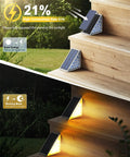 Solar Step Lights For Outdoors Waterproof IP67 Stair And Deck Lights Pack Of 6 installed on wooden stairs at night
