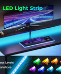 59 Inch Gaming Desk With LED Lighting, Reversible Computer Desk With Storage Shelves And Monitor Stand, Black Modern Gamer Table