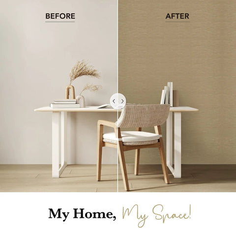 Before and after of accent wall with Natural Woven Grasscloth Textured Wallpaper Roll For Bedroom And Living Room Decor Faux Grass Cloth Look With Rich Vintage Cream Finish 23 W X 96 L Non Pasted Paper Easy DIY Accent Wall Dope Texture