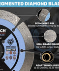 Heavy Duty Segmented Diamond Saw Blade For Smashing Through Tile Concrete Granite And Stone Holds Razor Edge Forever Two Pack with 12mm segments.