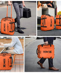 Underseat Carry On Luggage With Handle 17 Inch Travel Duffle Bag For Men And Women Orange Lightweight Durable Airplane Bag Big Capacity With Rugged Zippers