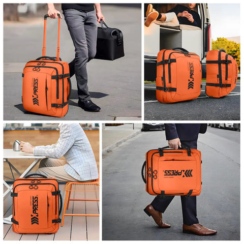Underseat Carry On Luggage With Handle 17 Inch Travel Duffle Bag For Men And Women Orange Lightweight Durable Airplane Bag Big Capacity With Rugged Zippers