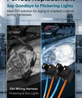 Two Pack H7 Headlight Wiring Harness With Female Wire Connector Pigtail Kit Featuring Pure Copper Terminals and Heat Tough Sockets.