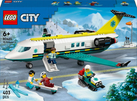 Sky Rescue Air Ambulance Building Blocks Toy Set Ages 6 7 8 9 Totally Educational Airplane Airport Scene With Pilot Doctor Paramedic Skier Mini Figures And Snow Scooter Birthday Gift For Boys And Girls box art