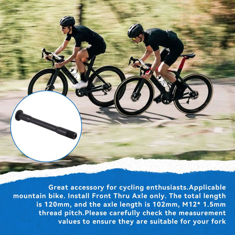 Image of a rear thru axle for road bike wheel, compatible with 162mm or 142mm hubs, 12mm diameter, aluminum alloy.