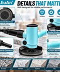 Heavy Duty Pneumatic Angle Grinder Four Inch Rotary Polisher With Oil Port And Filtered Air Inlet Spins Quick At Thirteen Thousand Rpm with textured disc on granite surface.