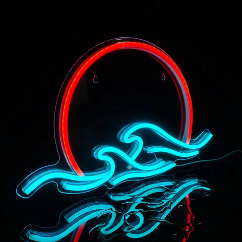 Sunrise And Waves Neon Light LED Sign For Bedroom Wall Decor Anime Inspired Ukiyo E Style Neon Sign With Soft Ambient Glow