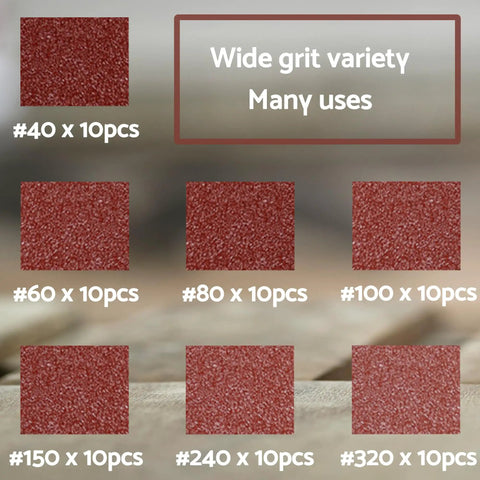 Mouse Sander Sandpaper Kit 70Pcs Of 7 Grits 40 60 80 100 150 240 320 With Tack Cloth For Wood Metal Fiberglass And Painted Surfaces Detail Sanding Pads And Ryobi Sander Replacement Pad Compatible