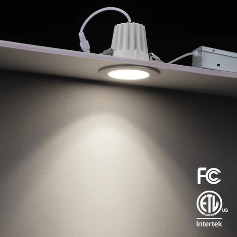 5CCT 2 Inch Recessed LED Lights With Dimmable 600 Lumen Output Canless Aluminum Ceiling Downlights Anti Glare Baffle Trim IC Rated ETL Listed 2700K To 5000K Selectable Pack Of 6 showcased with light output