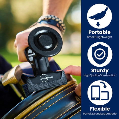 Golf Bag Phone Holder Clip On Mount With MagSafe Easy Quick Setup No Extra Gear Needed Sturdy Clip Fits Any Phone in use