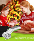 WorkPro Cordless Electric Scissors Rechargeable Power Rotary Cutter For Fabric Leather Metal Paper And Carpet Heavy Duty DIY Tool Easy Grip Ergonomic Design on table with holiday gifts.