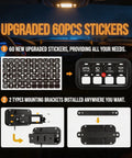 60-piece sticker set and mounting brackets for Beefy 8 Gang Offroad Switch Panel With Auto Dimmable LED Backlight Touch Control.