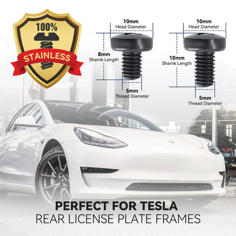 Tesla Model 3 And Model Y Rear License Plate Frame Kit With Stainless Steel Cap And Screws Rust Proof And Rattle Proof Mounting