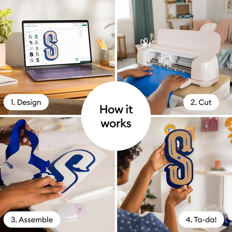 Maker 4 Smart Cutting Machine Engagement Plus Bundle With EasyPress 3 in use for crafting letters at home