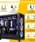 Holy Grail 168 Piece Computer Fastener Kit Featuring Brass Spacers Magnetic Drivers And Every Necessary M2 M3 Screw For Zero Hassle PC Rig Upgrades And Quick Laptop Fixes, showing various screws and standoffs in a PC case.