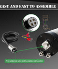 1.5KW Water Cooled CNC Spindle Motor 220V 80mm Mount with pre-soldered wire and aviation connector detail