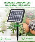 49Ft Solar Drip Irrigation System No Fuss Auto Watering Kit for 15 Pots shown with solar panel in garden setting