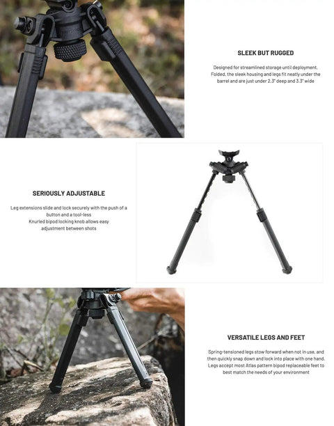 Rifle Bipod Gun Rest For Hunting And Target Shooting, MLOK Compatible, Ultralight Mil Spec Aluminum With Durable Polymer Feet