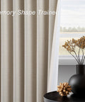 Heavy Duty Blackout Curtains For Track System, 9 Ft Long Cream Tan 2 Panel Set With Back Tab Pleat Design