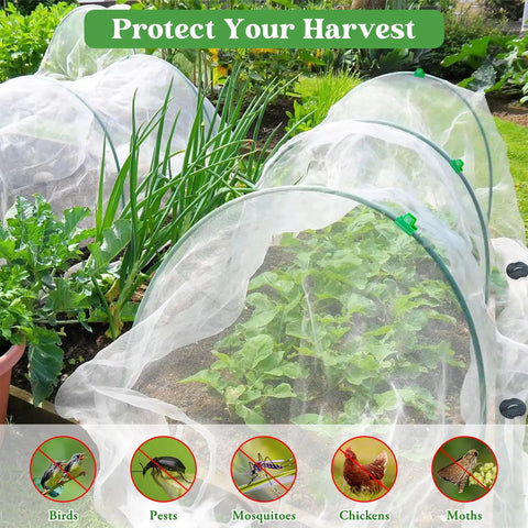 67 Piece Garden Netting Kit 10x25 Ft Ultra Fine Pest Barrier Netting With 6 Hoops And 12 Clips for fruit trees and vegetables