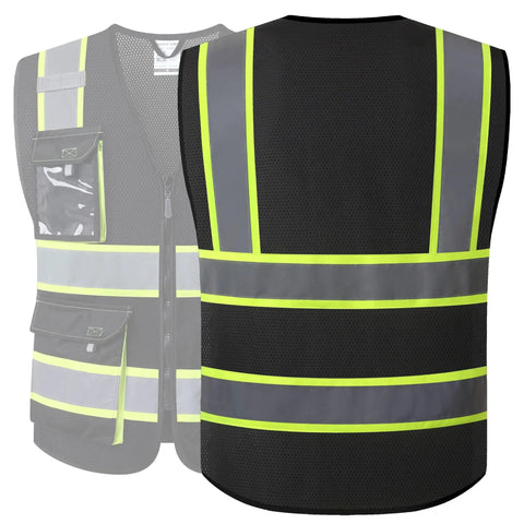 Stay Cool And Look Sharp Working Outdoors With This No Sweat High Reflective Mesh Vest Designed For Heavy Duty Days Featuring Super Light Breathable Fabric That Delivers Maximum Visibility All Day, showcasing front and back views.