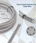 All In One Shade Sail Hardware Kit With 65.5 Ft 1 Eighth Inch Wire Rope For Triangle And Rectangle Sun Shade Sails Outdoor Install