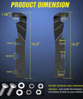 Product dimensions with screws for Ditch Light Brackets For Hood Hinges Mounts For Offroad LED Pod Light And Work Light On 2009 2018 Dodge Ram 1500 2500 3500 With Thickened Brackets And Wider Holes For Heavy Lights, 2 Years Warranty, Black.