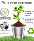 Universal Reusable Stainless Steel K Cups For Keurig 1.0 And 2.0 Brewers with plant and eco-friendly benefits illustration