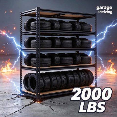 Heavy Duty Garage Shelving Unit 72 By 36 Inches Featuring Matte Black Steel Frame And Thick Mdf Shelves For Tool Organization Basement Storage Or Workshop Use A Total Storage Beast That Takes Any Load Like No Sweat