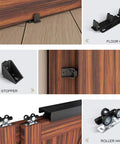 Heavy Duty Double Bypass Sliding Closet Door Track Kit Hardware With 72 Inch Aluminum Alloy Track Rail, components close-up.
