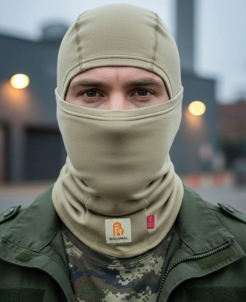 Pro Grade Flame Resistant Balaclava Face Mask Arc Rated NFPA 2112 Cat 2 Helmet Liner Hood For Welding Khaki Heavy Duty 7oz Cotton FR