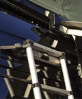Van Telescoping Ladder With 9 Steps Extends To 8.5 Feet Easy Close System EN 131 Compliant Magnetic Fixation Kit mounted on van roof