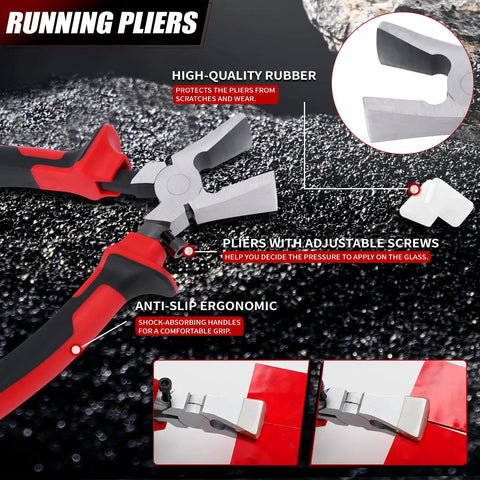 Close-up of running pliers from the 13 Piece Glass Cutter Tool Set With Nippers, Running Pliers, Breaking Pliers, Replaceable Cutter Heads