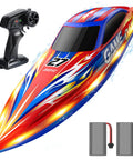 High Speed RC Boat For Kids And Adults, 25 Plus KPH Racing Power, LED Lights, Capsize Recovery, dual 1300mAh batteries, remote
