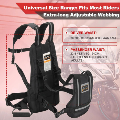 Upgraded Motorcycle Safety Harness For Kids And Adults With Adjustable Fit, Heavy Duty Webbing, Rock Solid Connection, Easy Clip On And Off, Comfortable Straps, Built For Every Ride