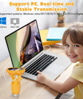 Kid-Friendly 1000X Handheld Digital Microscope With 2 Inch HD IPS Screen, Portable Mini Camera For Exploring Nature, Educational Science Toy Gift For 3-12 Year Old Kids shown with laptop and child