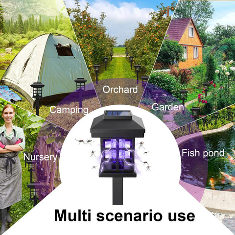 4 Pack Solar Bug Zapper Outdoor Waterproof 2 in 1 Mosquito Zapper And LED Light Fly Trap Lamp for various outdoor locations